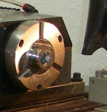 Lathe with button close up